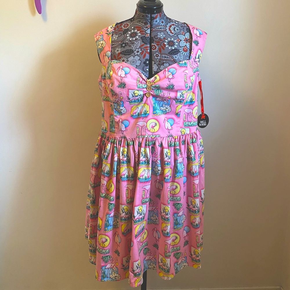 Hell Bunny Pink Flamingo Dress